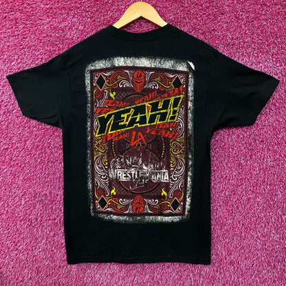 WWE LA Knight WrestleMania Card Graphic T-Shirt Medium