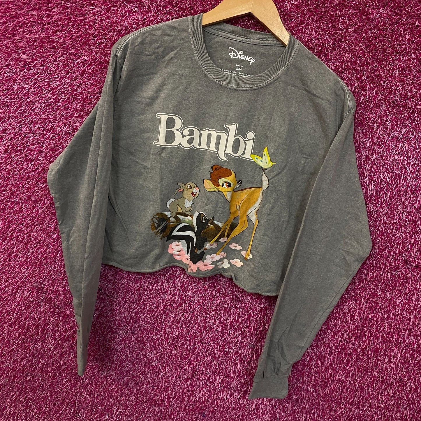 Disney Bambi Cropped Long-Sleeve Graphic Tee Small