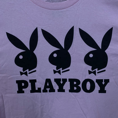 Playboy Triple Bunny Logo Rhinestone Graphic T-Shirt Large