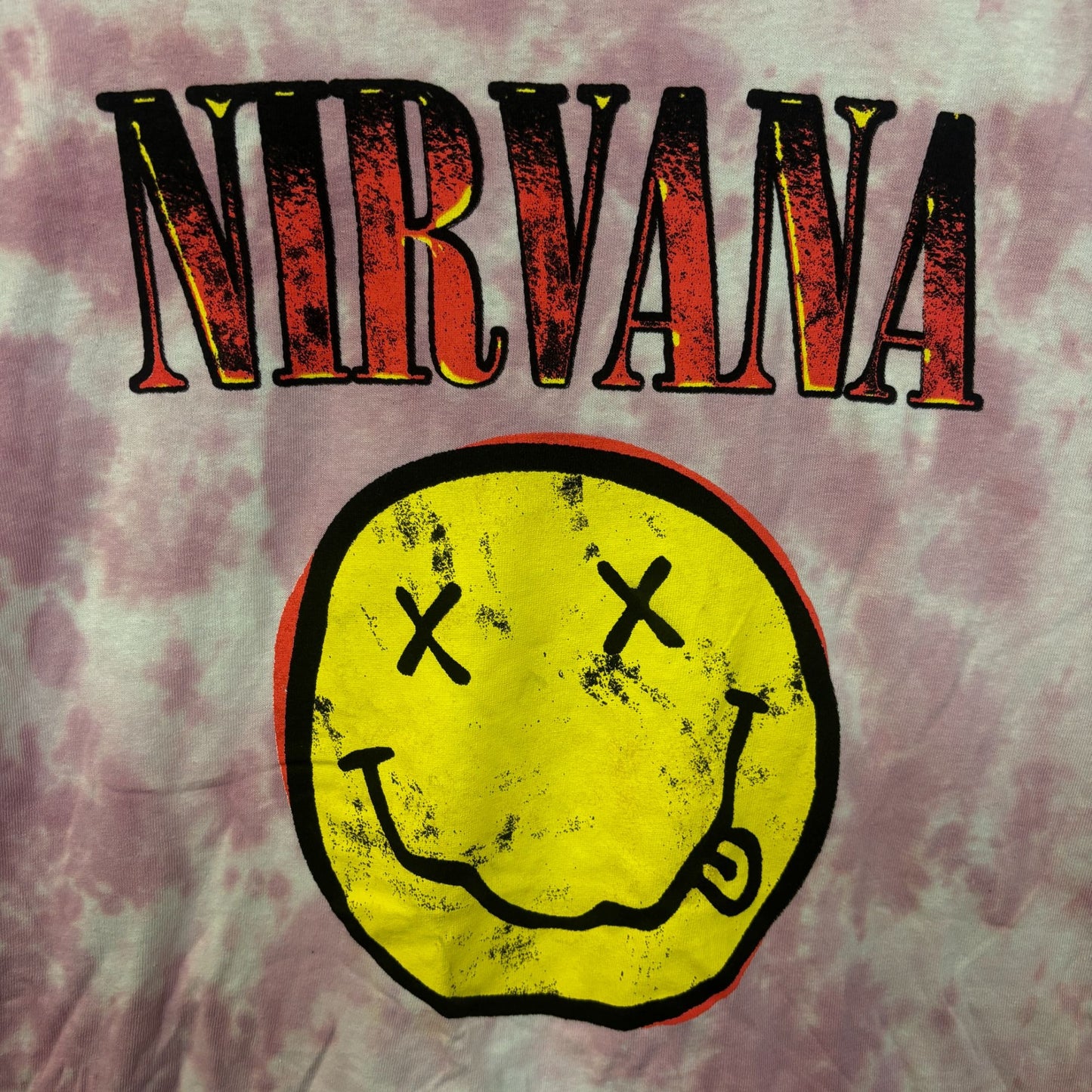 Nirvana Never Mind Smiley Face Pink Tie Dye Tshirt Size Large