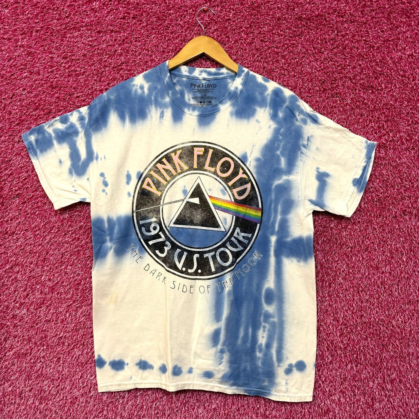 Pink Floyd Dark Side of the Moon 1973 US Tour Rock Tie Dye L
