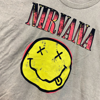 Nirvana Nevermind Tour Smiley Promo Art Grunge Tee XL