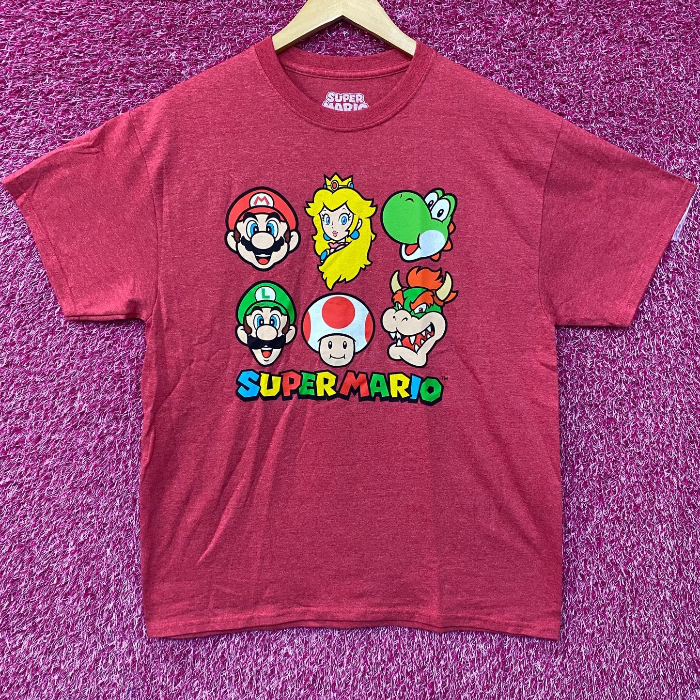Nintendo Super Mario Bros Character Collage Graphic T-Shirt Large