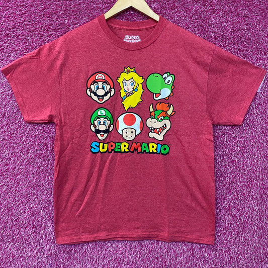 Nintendo Super Mario Bros Character Collage Graphic T-Shirt Large