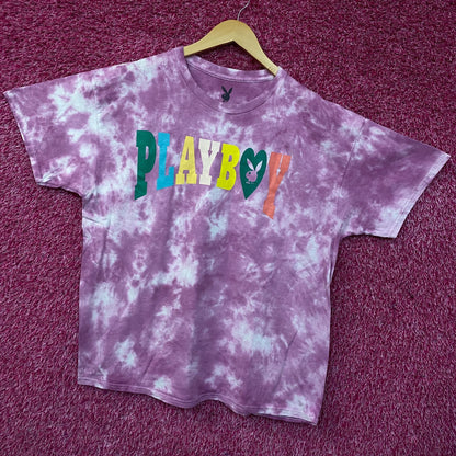 Playboy Colorful Arc Logo Tie-Dye Graphic T-Shirt XL