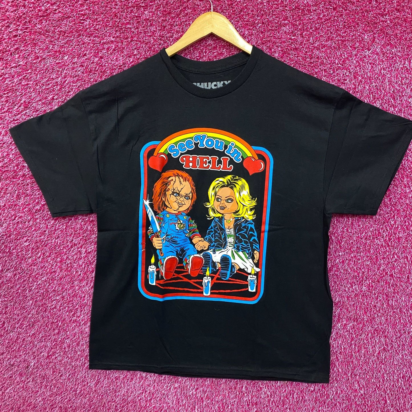 Steven Rhodes Chucky See You In Hell Tarot Card T-Shirt XL