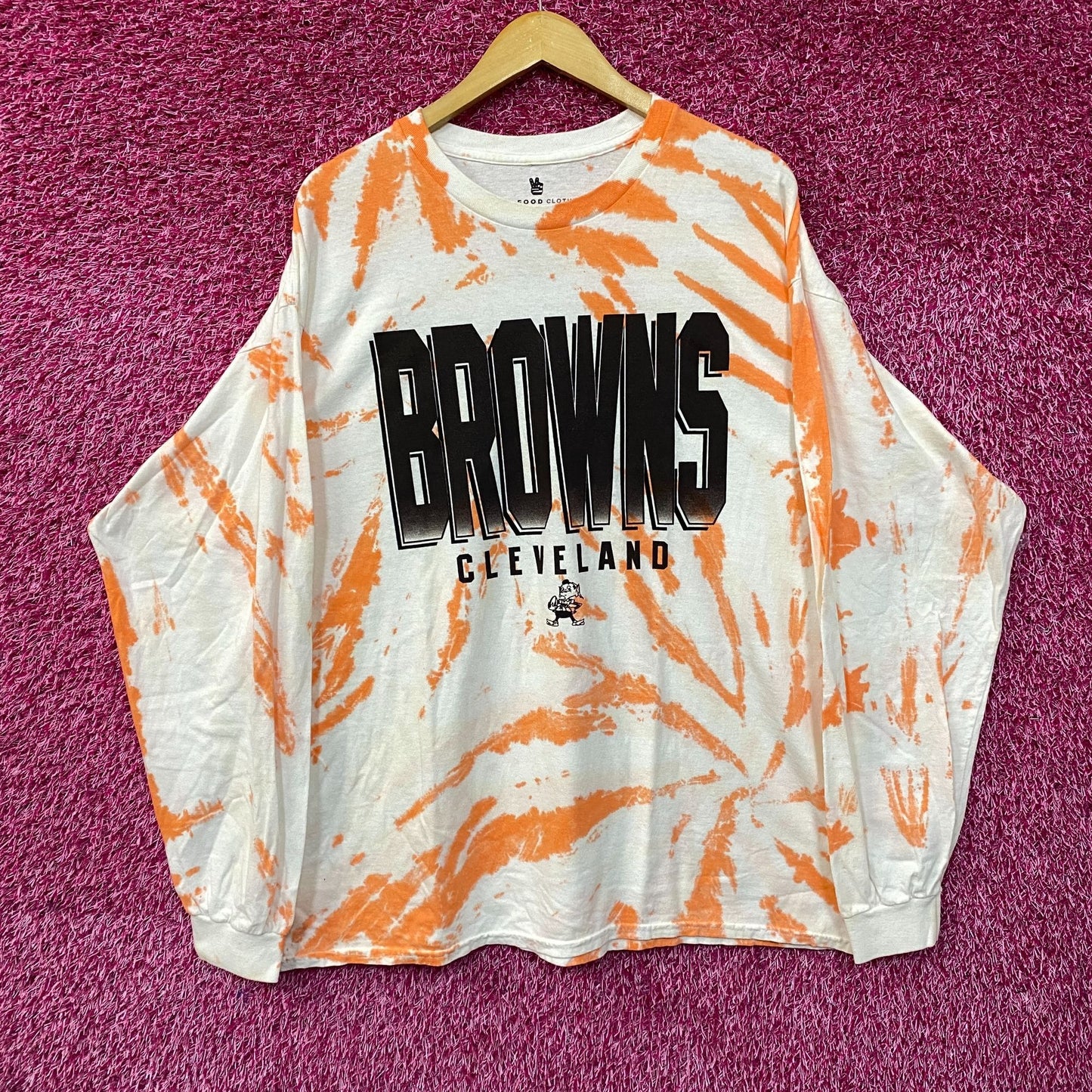 Junk Food Clothing NFL Cleveland Browns Game Time Tie Dye Long Sleeve T-Shirt Large
