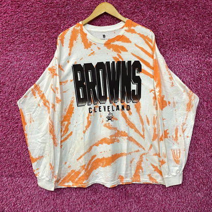 Junk Food Clothing NFL Cleveland Browns Game Time Tie Dye Long Sleeve T-Shirt Large