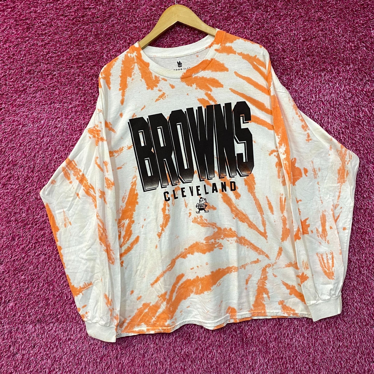 Junk Food Clothing NFL Cleveland Browns Game Time Tie Dye Long Sleeve T-Shirt Large