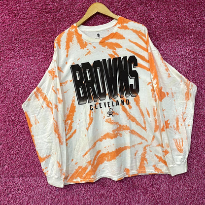 Junk Food Clothing NFL Cleveland Browns Game Time Tie Dye Long Sleeve T-Shirt Large