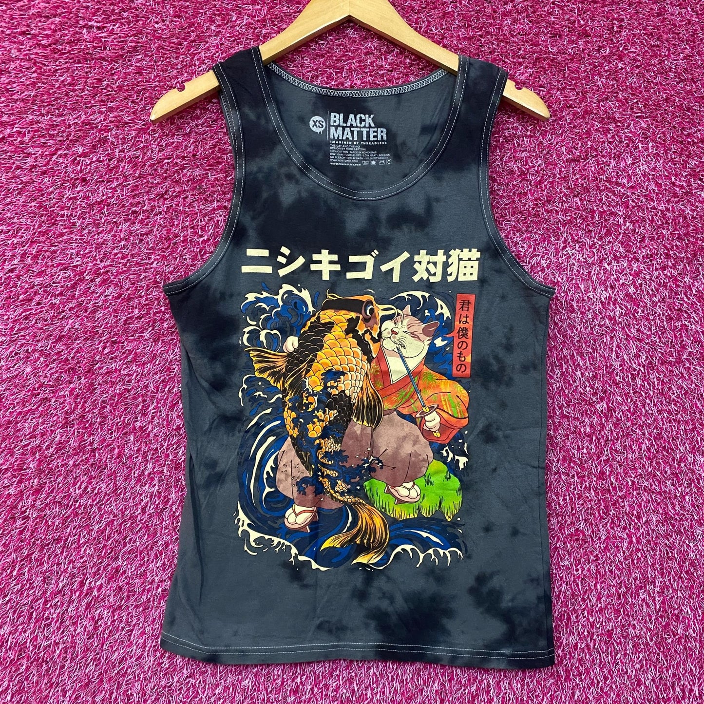 Black Matter The Cat and the Koi Graphic Design Tank Top Extra Small