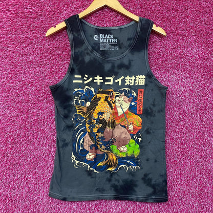 Black Matter The Cat and the Koi Graphic Design Tank Top Extra Small