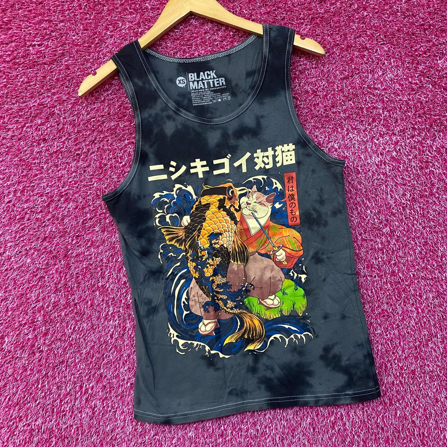 Black Matter The Cat and the Koi Graphic Design Tank Top Extra Small