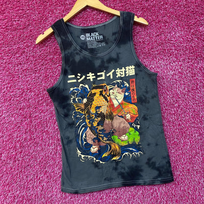 Black Matter The Cat and the Koi Graphic Design Tank Top Extra Small