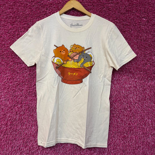 Threadless Ramen and Cats Kawaii Graphic Design T-shirt Small
