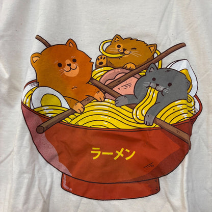 Threadless Ramen and Cats Kawaii Graphic Design T-shirt Small