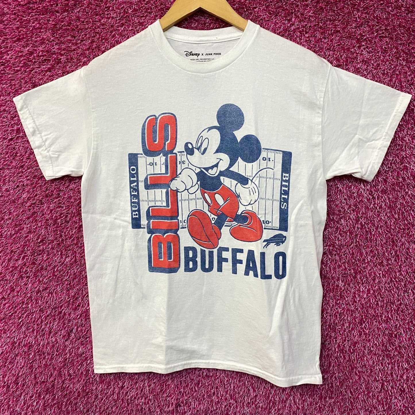 Junk Food X Mickey Mouse NFL Buffalo Bills White T-Shirt Small