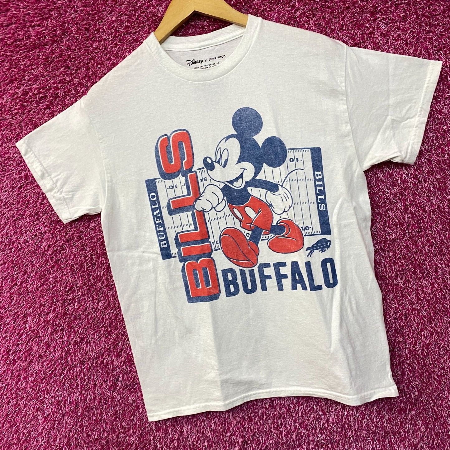 Junk Food X Mickey Mouse NFL Buffalo Bills White T-Shirt Small