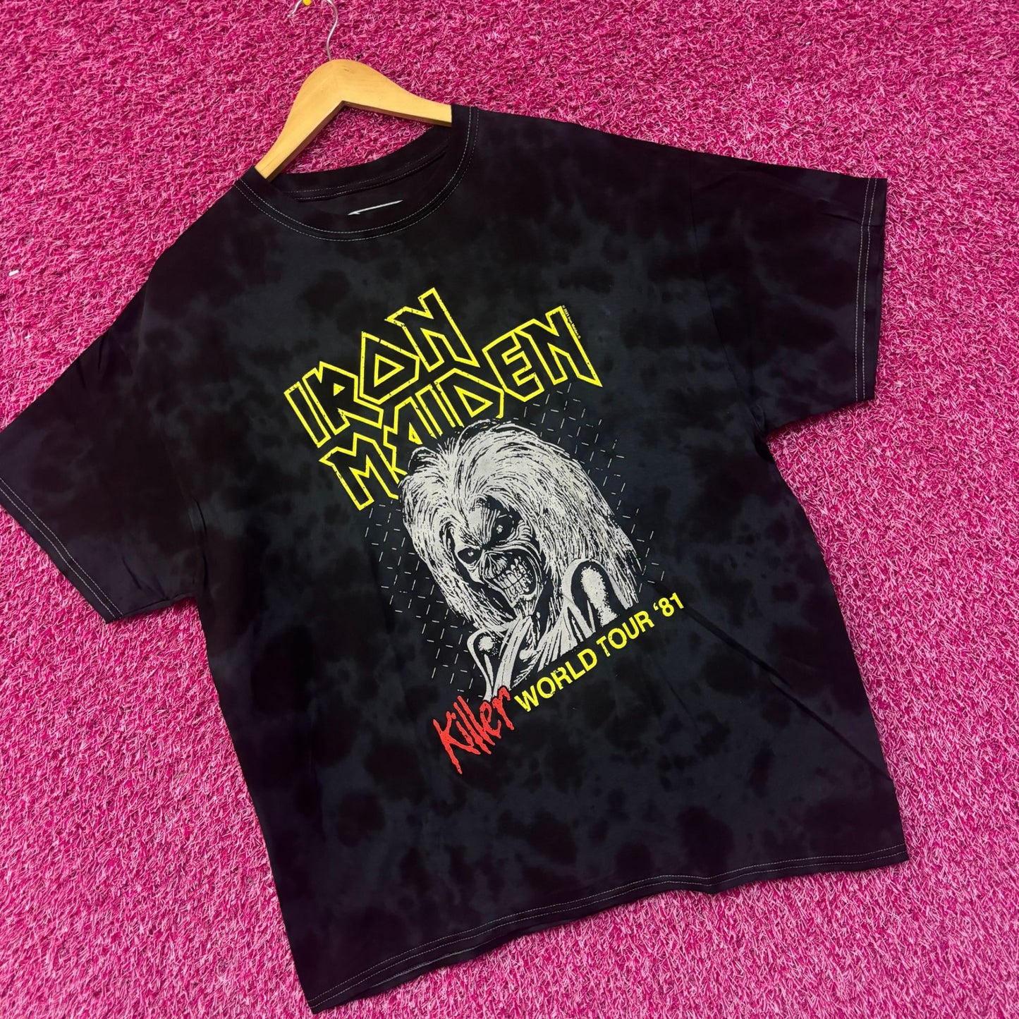 Iron Maiden 1981 Killer World Tour Oversized Metal Tie Dye M