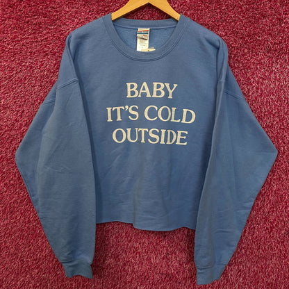 Junk Food "Baby It's Cold Outside" Cropped Crewneck Sweatshirt Large