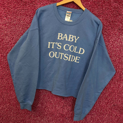 Junk Food "Baby It's Cold Outside" Cropped Crewneck Sweatshirt Large