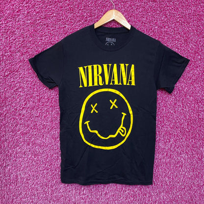 Nirvana Nevermind Smiley Promo Grunge Rock Tee S