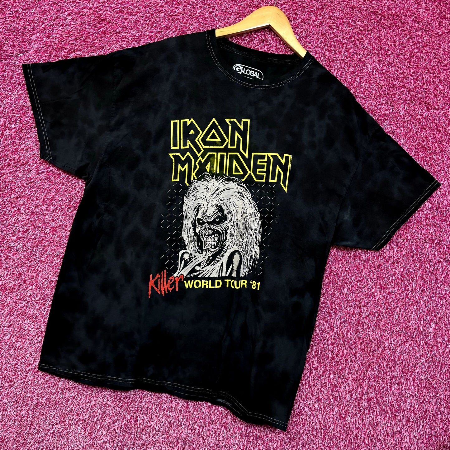 Iron Maiden Killer World Tour 81 Oversized Heavy Metal Tie Dye L