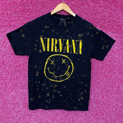 Nirvana Nevermind Tour Smiley Grunge Band Bleach Wash Tee S