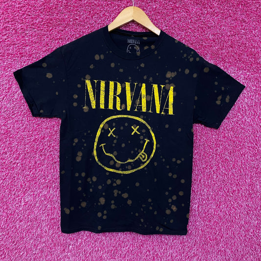 Nirvana Nevermind Tour Smiley Grunge Band Bleach Wash Tee S