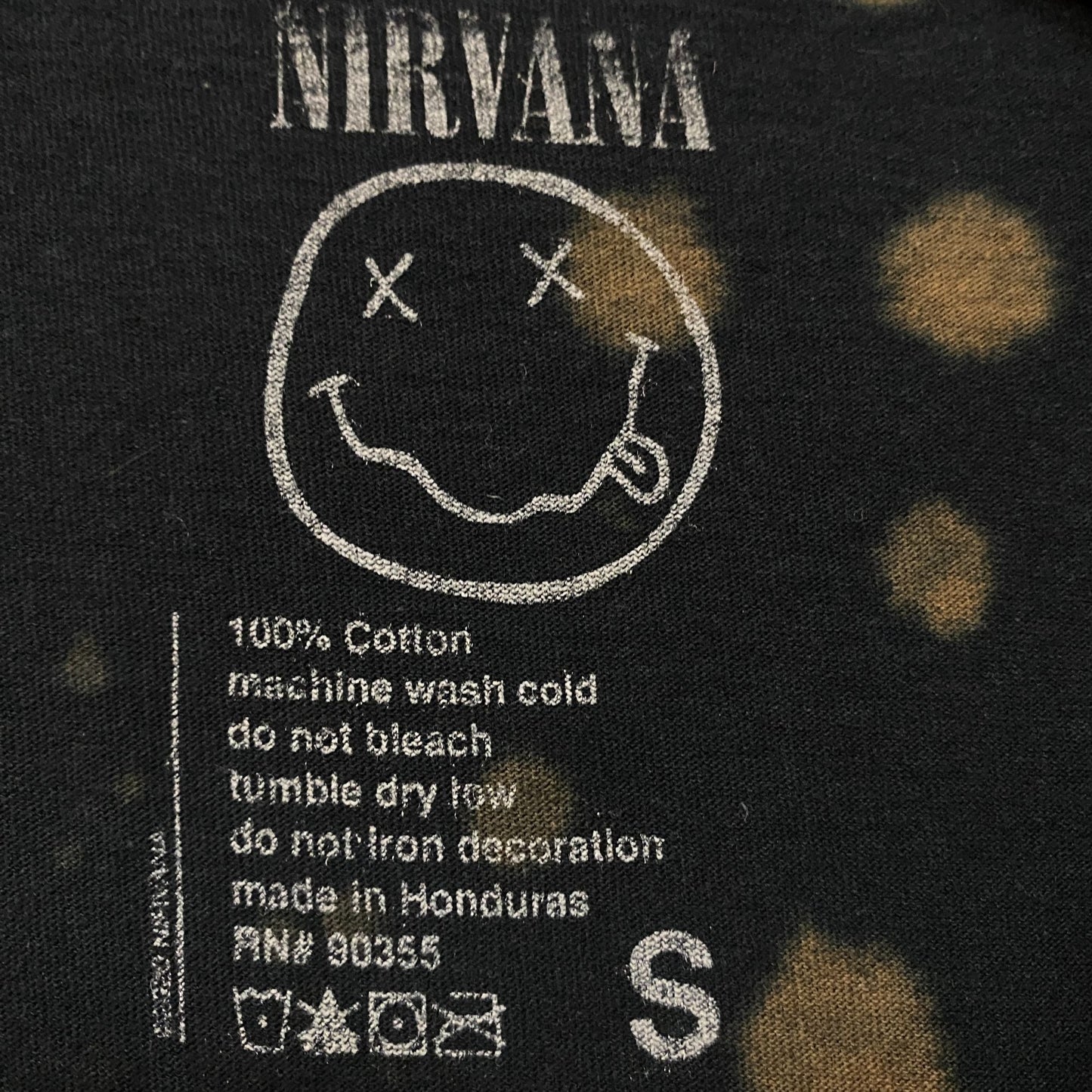 Nirvana Nevermind Tour Smiley Grunge Band Bleach Wash Tee S