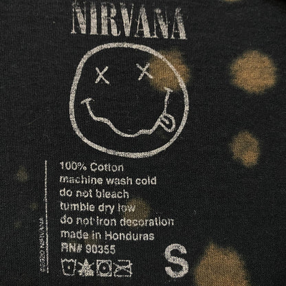 Nirvana Nevermind Tour Smiley Grunge Band Bleach Wash Tee S