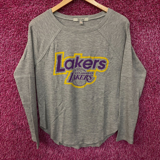 Junk Food Clothing Los Angeles Lakers Waffle Knit Thermal Long Sleeve Shirt Small