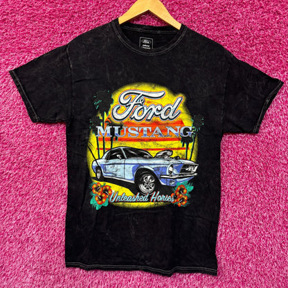 Ford Mustang Unleashed Horses Tropical Sunset Promo Tee M