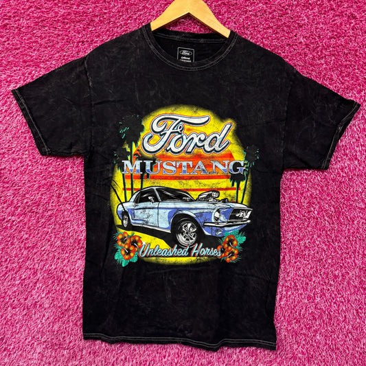 Ford Mustang Unleashed Horses Tropical Sunset Promo Tee M