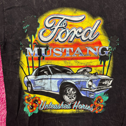 Ford Mustang Unleashed Horses Tropical Sunset Promo Tee M