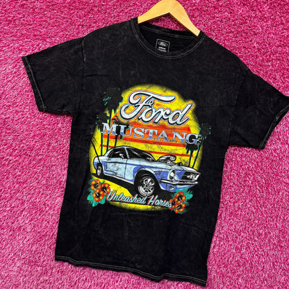 Ford Mustang Unleashed Horses Tropical Sunset Promo Tee M
