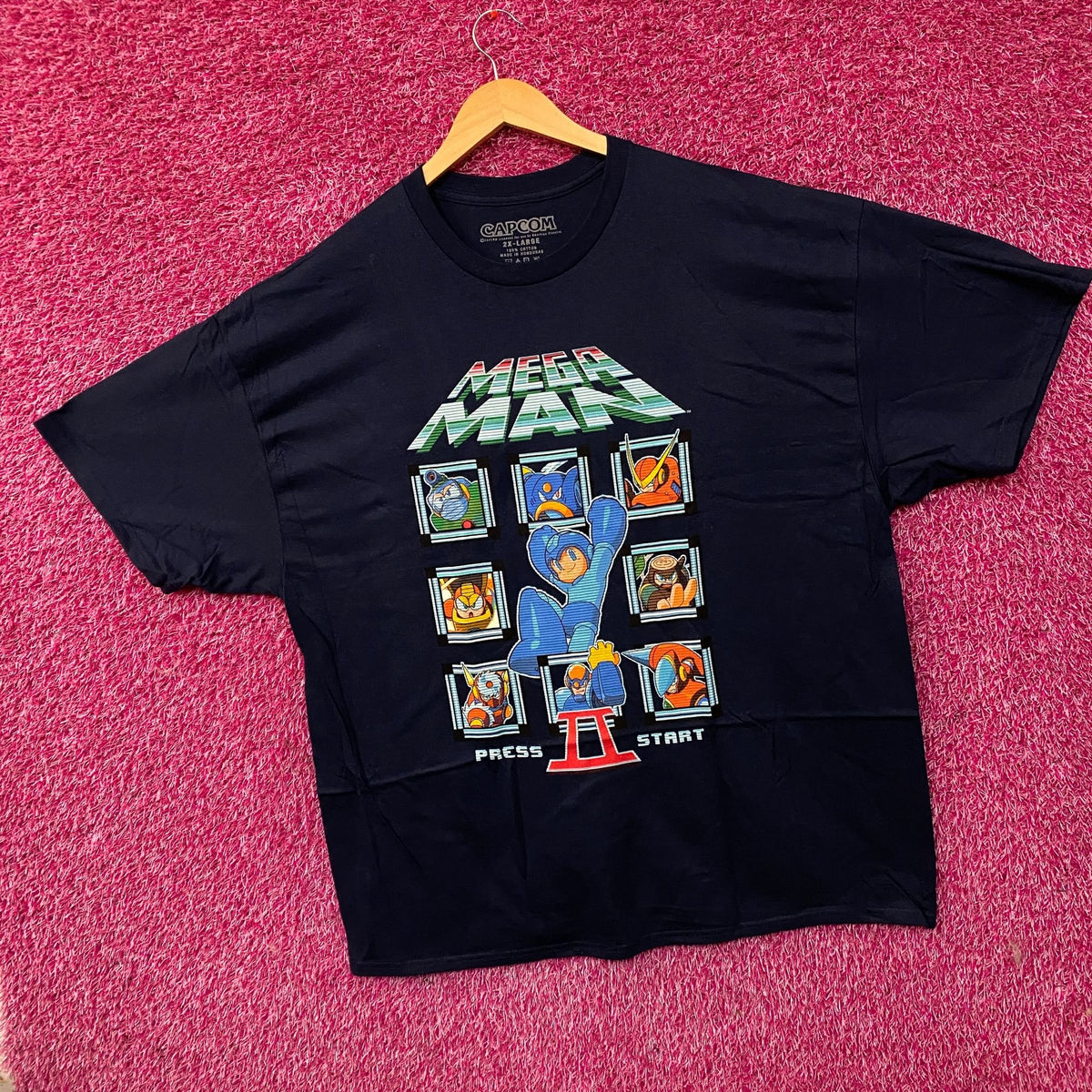 Mega Man Press Start II Retro Graphic T-Shirt 2XL