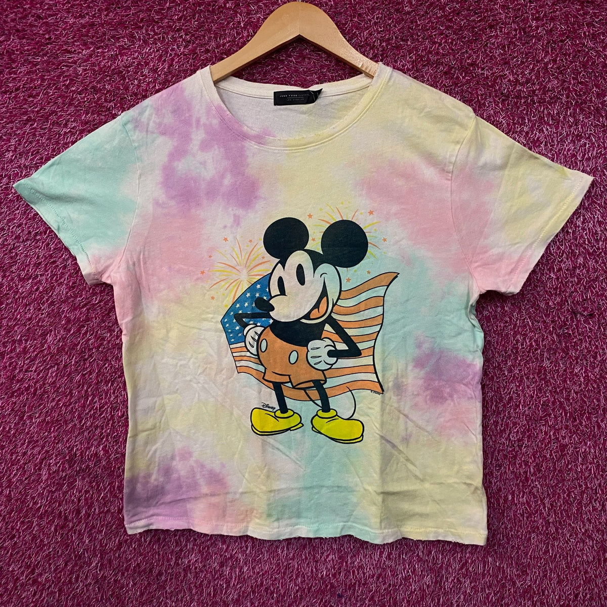 Disney Mickey Mouse Patriotic Pastel Tie-Dye Graphic T-Shirt Medium