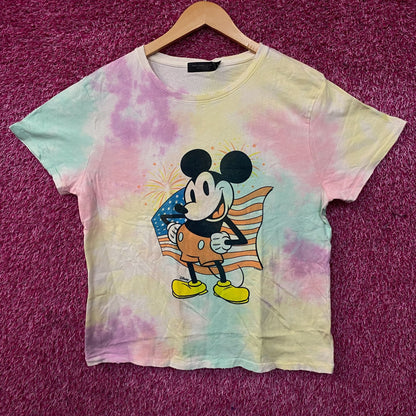 Disney Mickey Mouse Patriotic Pastel Tie-Dye Graphic T-Shirt Medium
