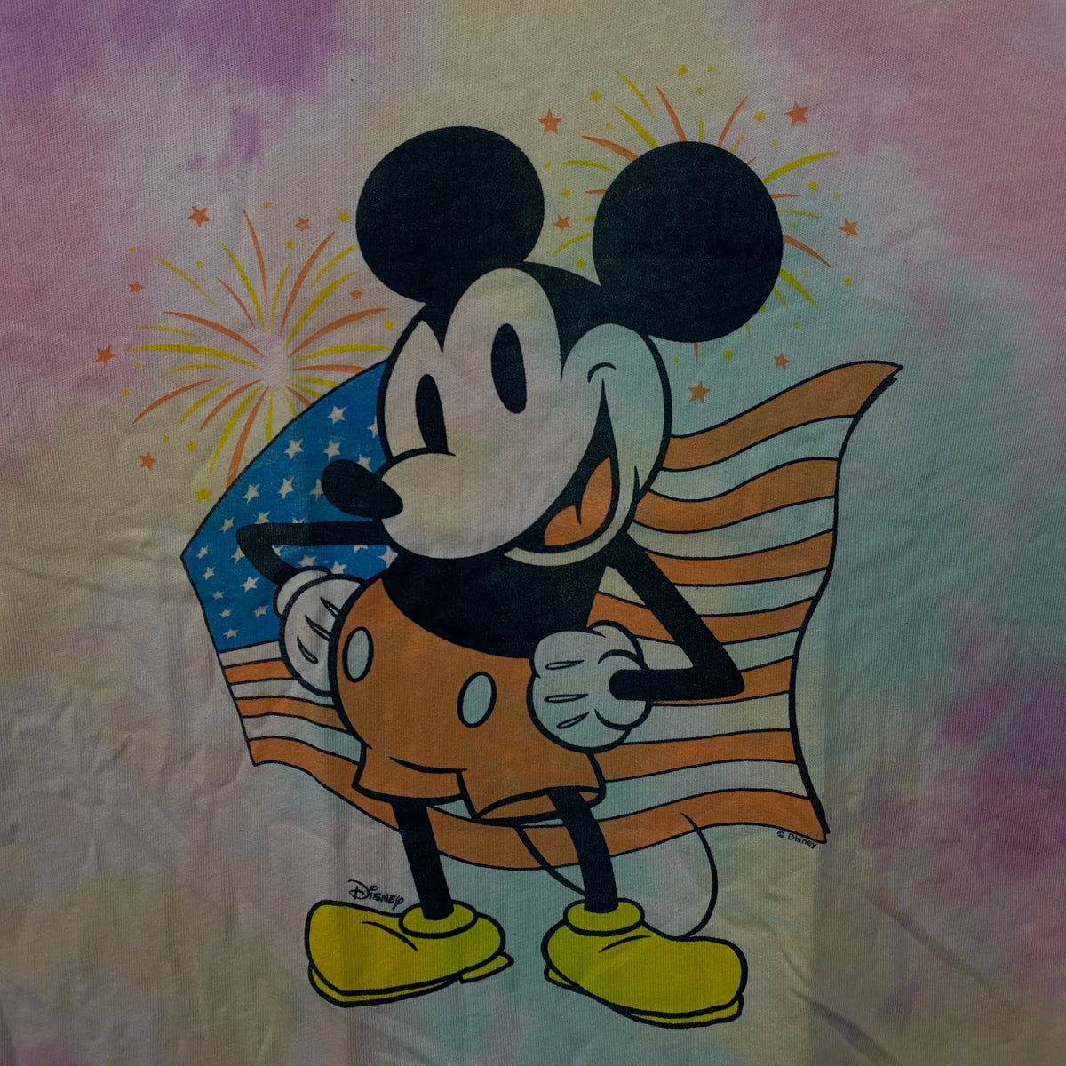 Disney Mickey Mouse Patriotic Pastel Tie-Dye Graphic T-Shirt Medium