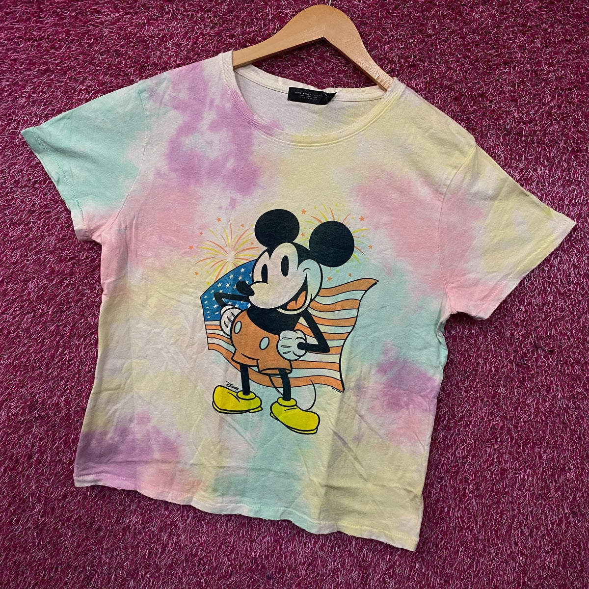 Disney Mickey Mouse Patriotic Pastel Tie-Dye Graphic T-Shirt Medium