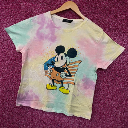 Disney Mickey Mouse Patriotic Pastel Tie-Dye Graphic T-Shirt Medium