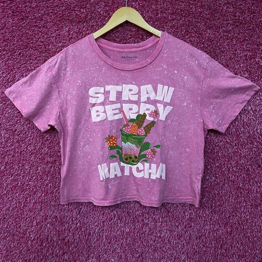 Rebellious One Strawberry Matcha Graphic Women's Crop Top Large