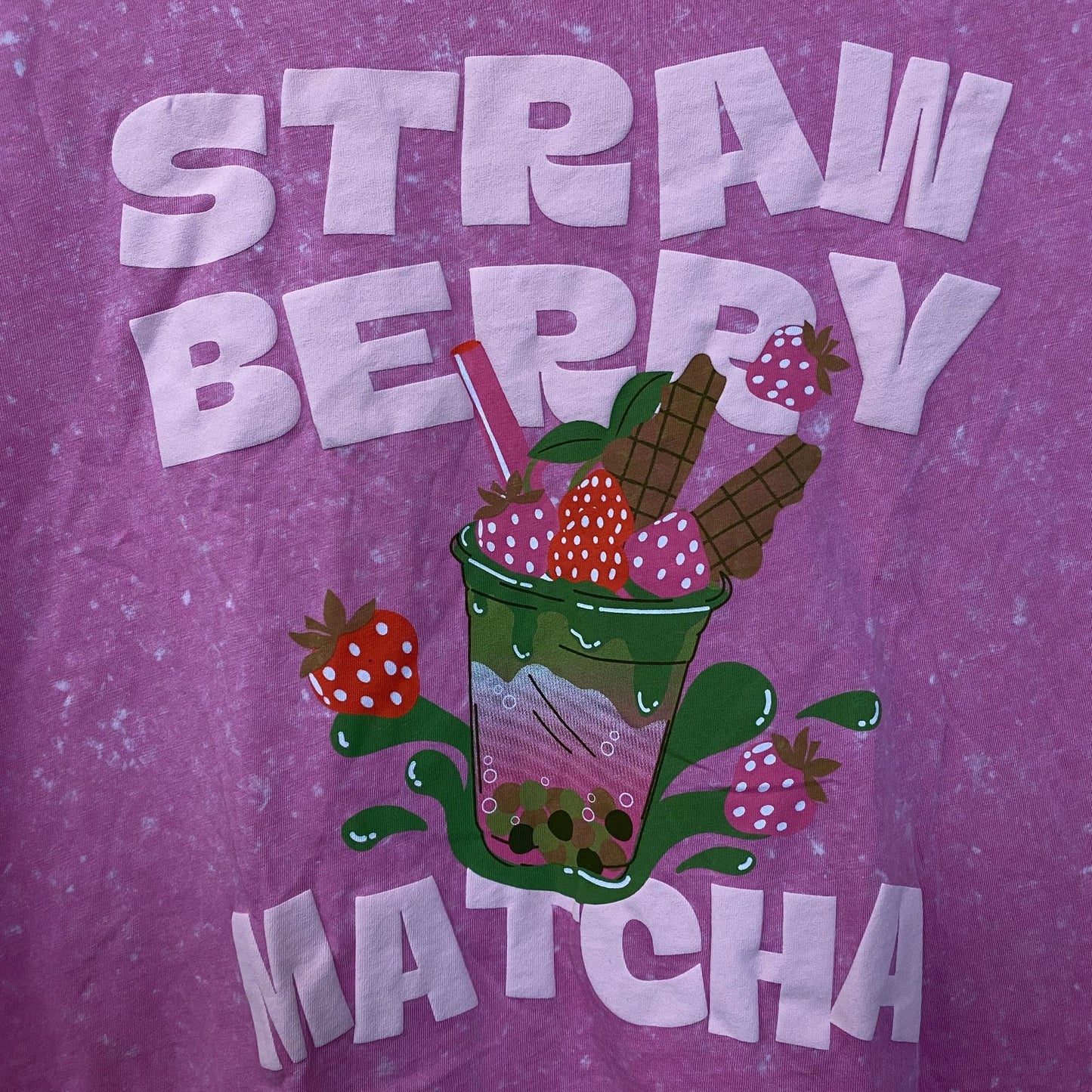 Rebellious One Strawberry Matcha Graphic Women's Crop Top Large
