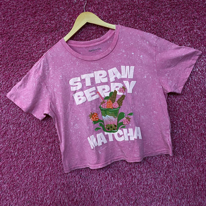 Rebellious One Strawberry Matcha Graphic Women's Crop Top Large