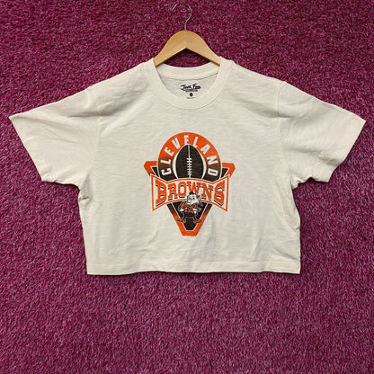 Junk Food Clothing Women's NFL Cleveland Browns Mock Neck Crop Tee Large