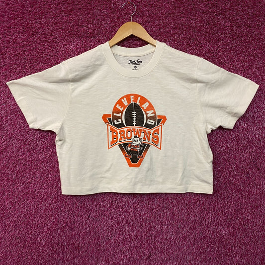 Junk Food Clothing Women's NFL Cleveland Browns Mock Neck Crop Tee Large