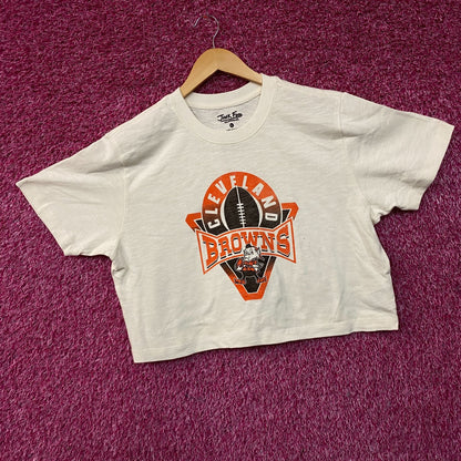 Junk Food Clothing Women's NFL Cleveland Browns Mock Neck Crop Tee Large