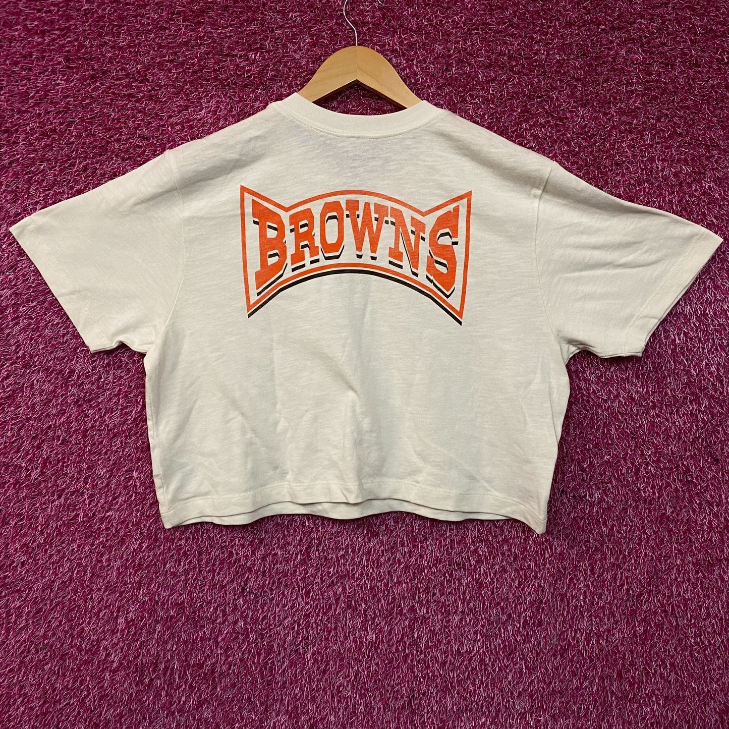 Junk Food Clothing Women's NFL Cleveland Browns Mock Neck Crop Tee Large