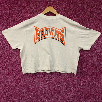 Junk Food Clothing Women's NFL Cleveland Browns Mock Neck Crop Tee Large